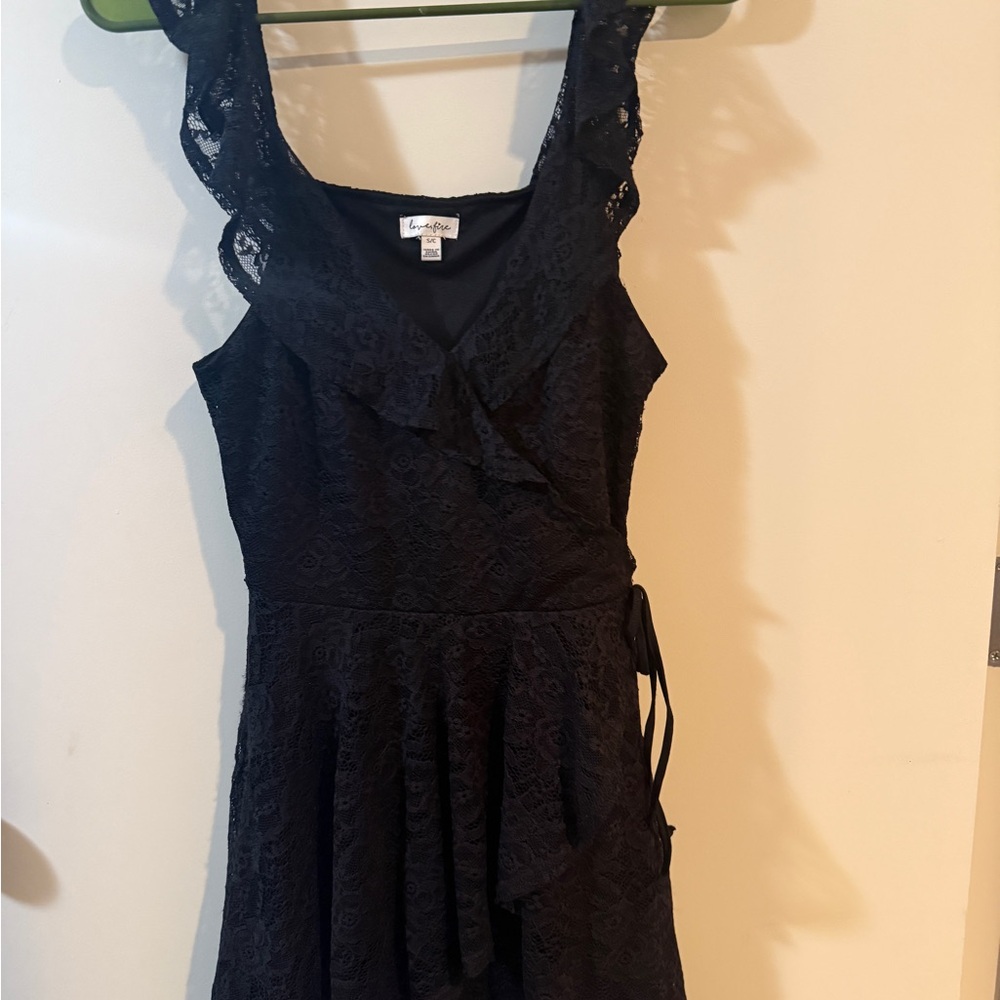 love, Fire Black Lace Mini Dress